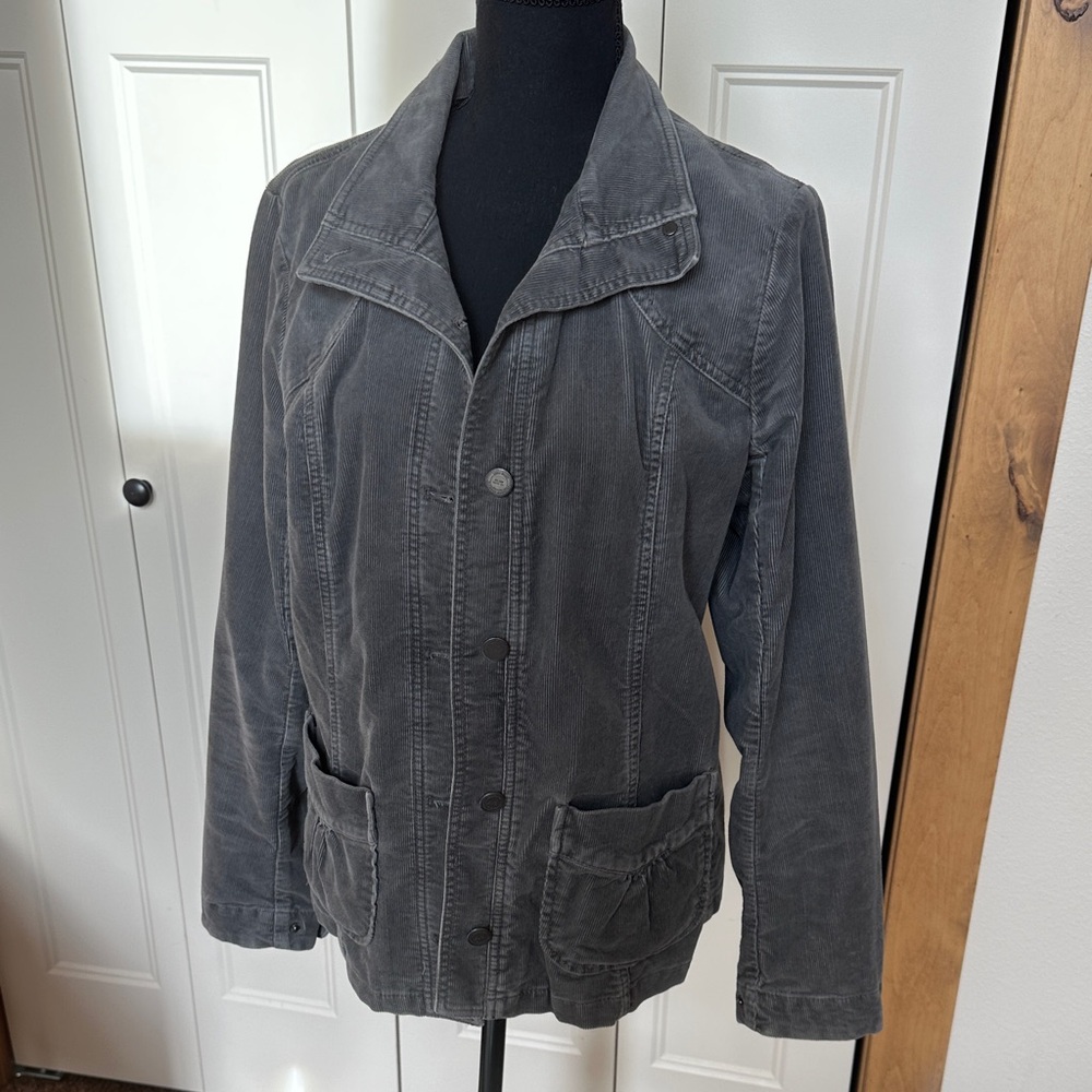 Eddie Bauer Women's Gray Button-Front Jean Jacket